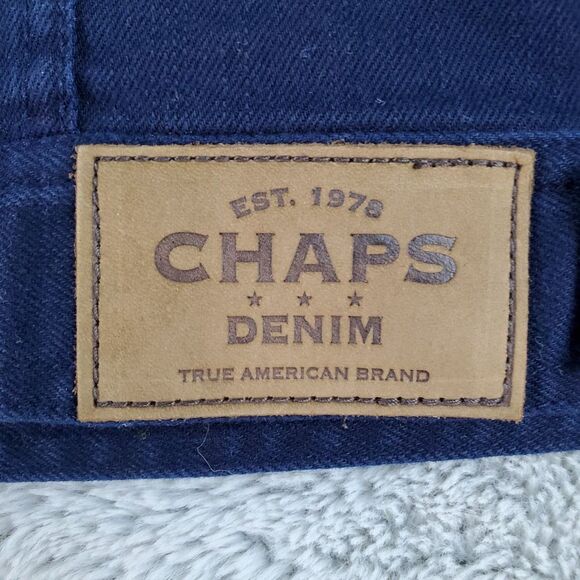 Chaps Denim Jacket Women XL Navy Blue Trucker Style Harrington Button Front Coat - Picture 6 of 10